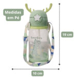 Garrafa Infantil Portátil com Desenho e Alça – Tema Leão ou Dinossauro – Masculino