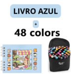 Kit Livro Colorir Bobbie Goods - Azul - 48 Canetas - Estímulo à criatividade