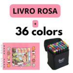 Kit Livro Colorir Bobbie Goods - Rosa - 36 Canetas - Cores vibrantes para crianças