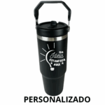 Garrafa Flip Straw Tumbler 900 ml Personalizada – Preto com Alça e Canudo