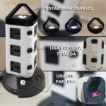 Torre Elétrica de 3 Andares com 12 Entradas Universais + 2 USB + 1 Tipo C – Bivolt – Organização e Conectividade