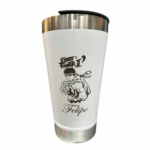 Copo térmico inox com tampa e abridor - 473 ml - personalizado - branco clássico