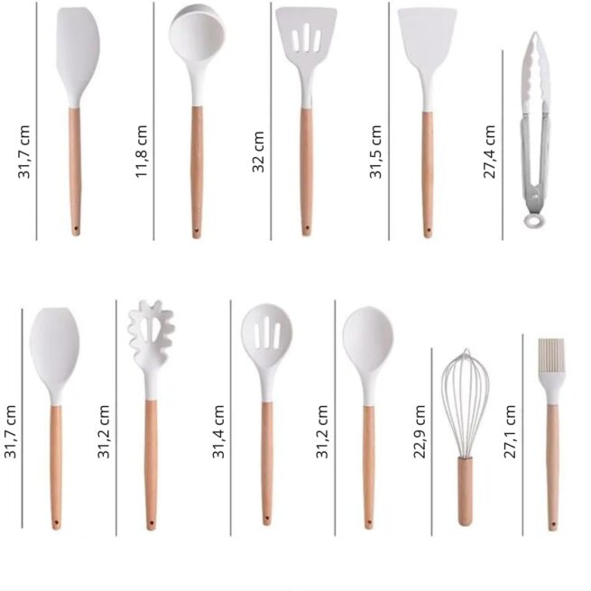 Conjunto de utensílios de cozinha - 19 peças - bege - completo e funcional