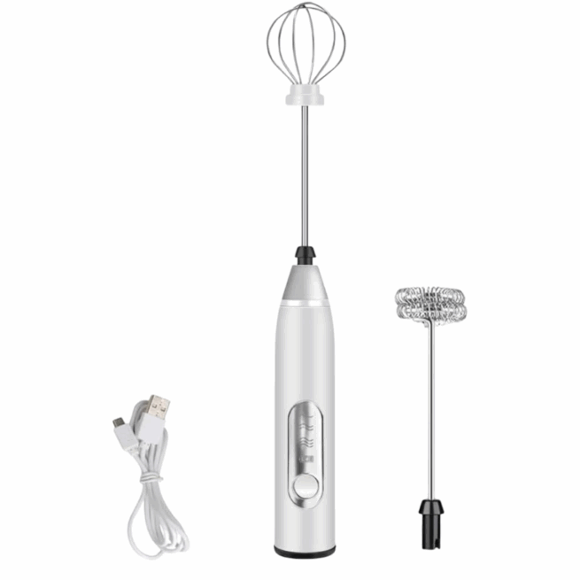 BRANCA - Mini Batedor Mixer Elétrico Portátil Premium Bivolt - Alta Performance e Design Moderno