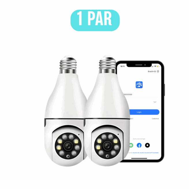 PAR de Câmeras Lâmpada de segurança Wi-fi IP sem fio 360