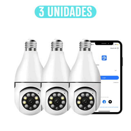3 UNIDADES de Câmeras Lâmpada de segurança Wi-fi IP sem fio 360
