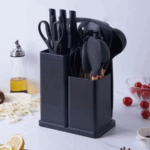 PRETO - Conjunto Completo de Utensílios de Cozinha 19 Peças - Qualidade e Durabilidade