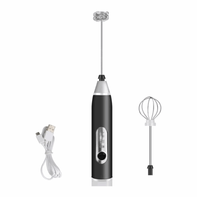 PRETA - Mini Batedor Mixer Elétrico Portátil Premium Bivolt - Potência e Praticidade na Sua Cozinha