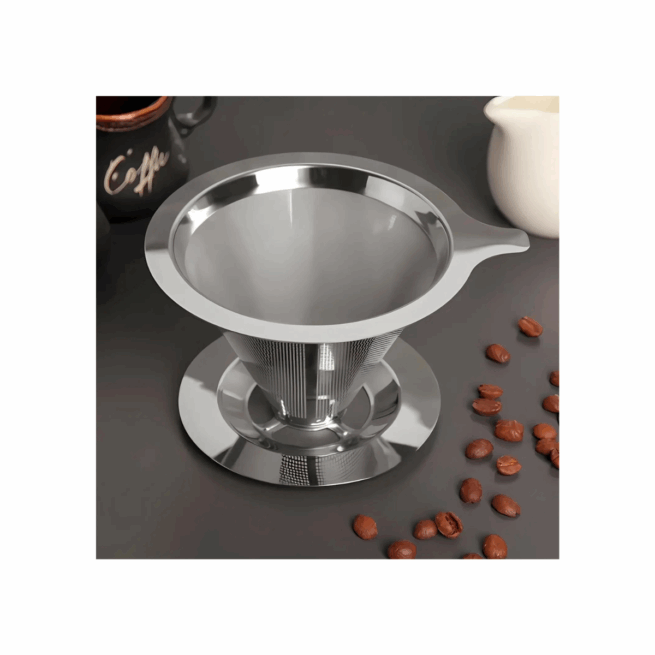 Kit Café Perfeito: Garrafa Térmica 1L Preta + Coador de Café Inox Permanente