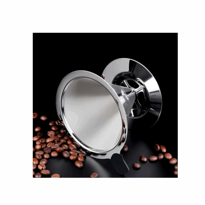 Kit Café Perfeito: Garrafa Térmica 1L Preta + Coador de Café Inox Permanente