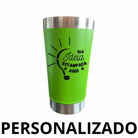 Personalizado - Copo Térmico Inox com TAMPA e ABRIDOR (473 ml) - Verde Claro
