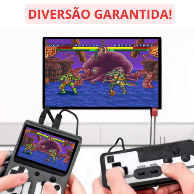 Mini Vídeo Game Portátil 400 Jogos com 2 Controles - (Cores Sortidas)