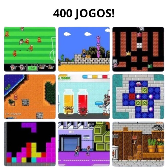 Mini Vídeo Game Portátil 400 Jogos com 2 Controles - (Cores Sortidas)