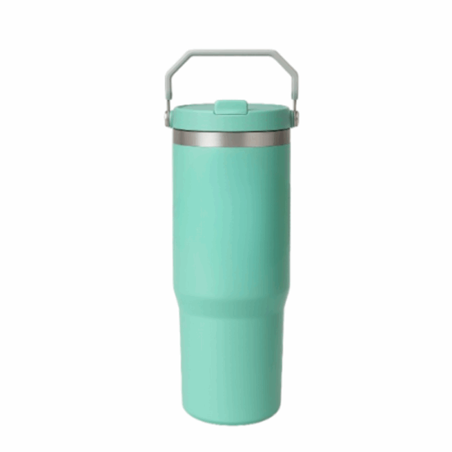 Normal Grande - Garrafa Flip Straw Tumbler com Alça Superior e Canudo (900ml) - Verde