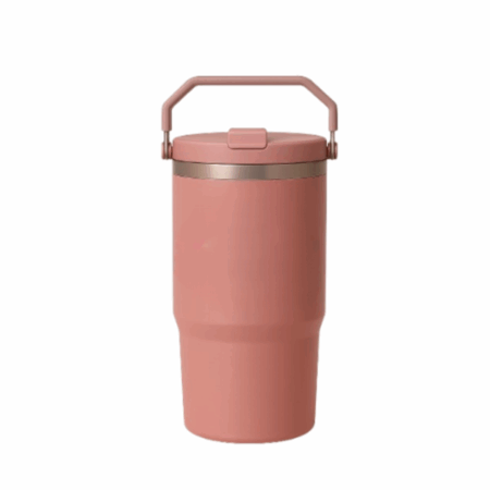 Normal Grande - Garrafa Flip Straw Tumbler com Alça Superior e Canudo (900ml) - Rose