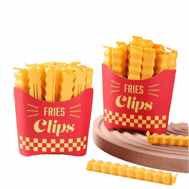Conjunto de Prendedor de Saco modelo Batata Frita – Clipe de Vedação para Embalagens 12 unidades