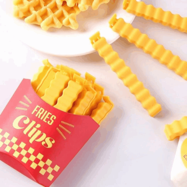 Conjunto de Prendedor de Saco modelo Batata Frita – Clipe de Vedação para Embalagens 12 unidades