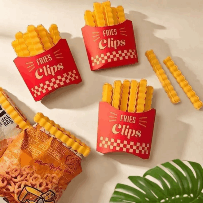 Conjunto de Prendedor de Saco modelo Batata Frita – Clipe de Vedação para Embalagens 12 unidades