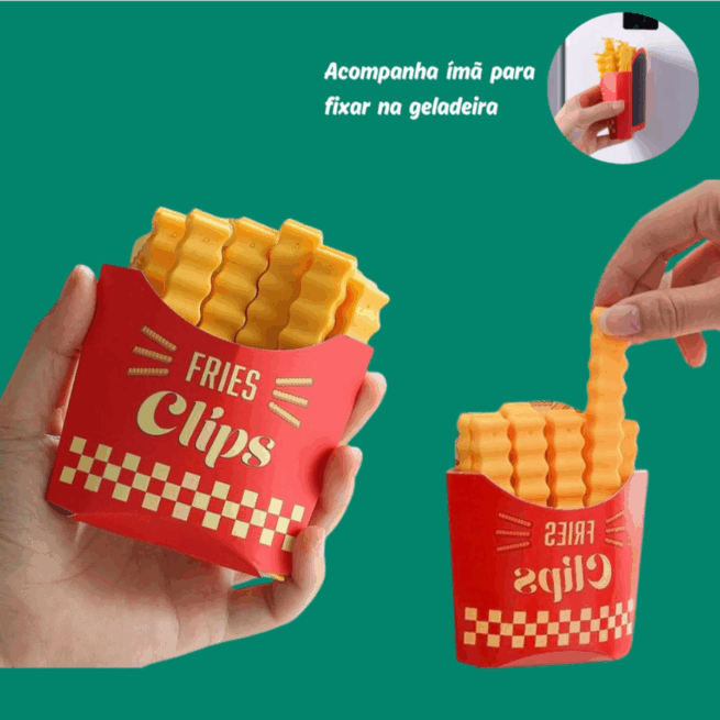 Conjunto de Prendedor de Saco modelo Batata Frita – Clipe de Vedação para Embalagens 12 unidades
