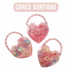 Conjunto de Acessórios para Cabelo – Tema Coração | Presilhas, Laços & Faixas - (Cores Sortidas)