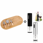 Kit Tábua de Frios com Espátulas + Abridor de Vinho Elétrico