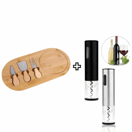 Kit Tábua de Frios com Espátulas + Abridor de Vinho Elétrico