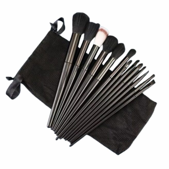 Conjunto 13 Peças Pincéis de Maquiagem com Estojo de Veludo (Cores Sortidas)