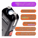 Lanterna Tática Preta Recarregável com Função de Iluminação Forte