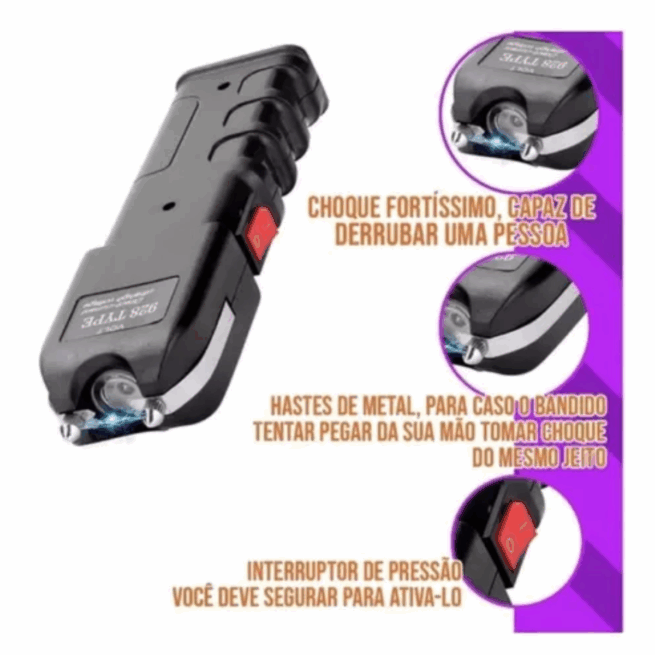 Lanterna Tática Preta Recarregável com Função de Iluminação Forte