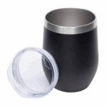 Copo Cuia térmico inox com tampa antivazamento - 360 ml - Preto moderno
