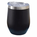 Copo Cuia térmico inox com tampa antivazamento - 360 ml - personalizado - preto elegante