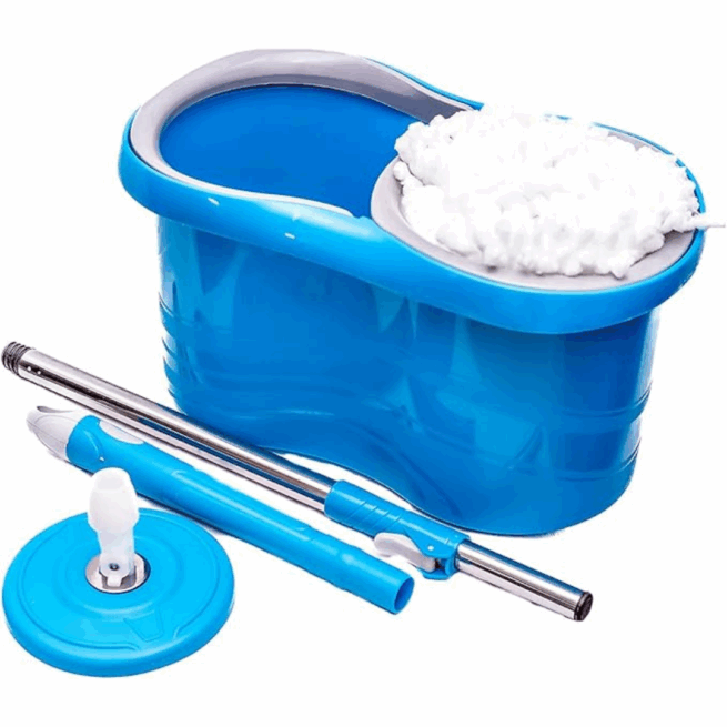 Mop giratório com cesto inox Clean Tech - 4 litros - azul - limpeza fácil