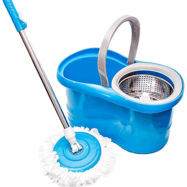 Mop giratório com cesto inox Clean Tech - 4 litros - azul - limpeza fácil