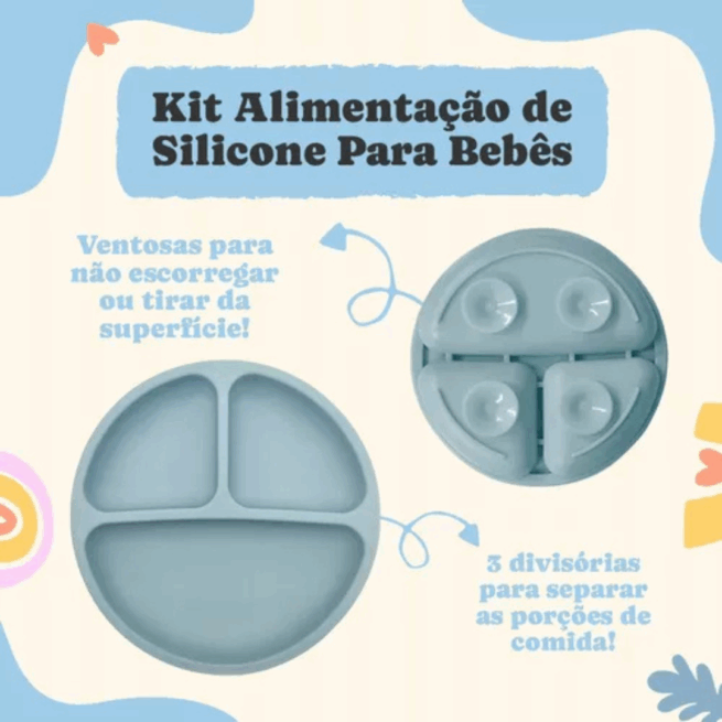 ROXO CLARO - Jogo Introdução Alimentar Bebê Utensílios em Silicone Premium 8 Pçs BBL-54