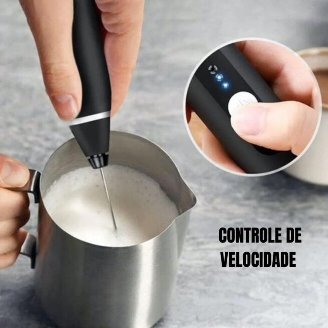 PRETA - Mini Batedor Mixer Elétrico Portátil Premium Bivolt - Potência e Praticidade na Sua Cozinha