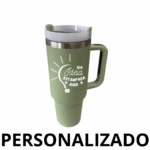 Personalizado - Copo Caneca (1200 ml) Inox com Alça e Canudo - Verde Bebê