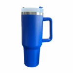 Personalizado  - Copo Caneca (1200 ml) Inox com Alça e Canudo - Azul Royal (Médio)