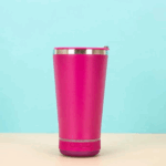 Personalizado - Bluetooth - Copo Térmico Som Led e TAMPA com ABRIDOR (420 ml) - Pink