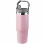 Normal Grande - Garrafa Flip Straw Tumbler com Alça Superior e Canudo (900ml) - Rose
