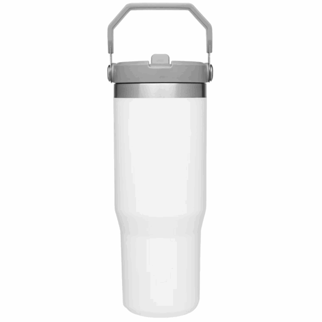 Normal Grande - Garrafa Flip Straw Tumbler com Alça Superior e Canudo (900ml) - Rosa